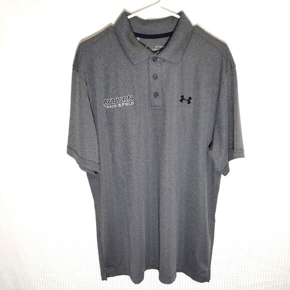 Under Armour XL Polo Mens Gray Auburn Track Field Shirt HeatGear Loose Fit - Picture 1 of 7